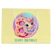 かわいいベビーガールユニコーン8誕生日 ラージペーパーバッグ (裏面)