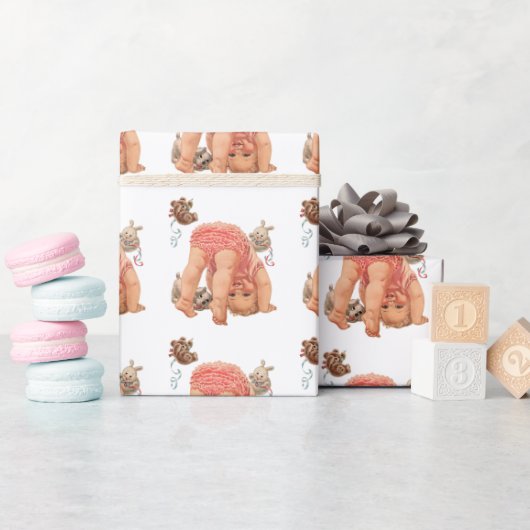 かわいいベビーガールラッピング紙 ラッピングペーパー (ベビーシャワー)