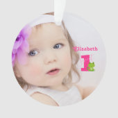 かわいいベビーガール写真第1年 オーナメント (正面)