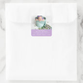 かわいいベビーガール写真誕生のお知らせ スクエアシール (バッグ)