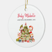 かわいいベビーガール妊娠発表 セラミックオーナメント (左)