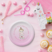 かわいいベビーガール持ちテディベア赤ちゃんシャワー ペーパープレート (パーティー)