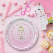 かわいいベビーガール持ちテディベア赤ちゃんシャワー ペーパープレート (パーティー)