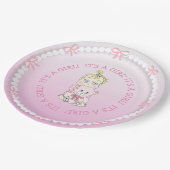 かわいいベビーガール持ちテディベア赤ちゃんシャワー ペーパープレート (アングル)