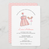 かわいいベビーガール服ベビーシャワー招待状 招待状 (正面/裏面)