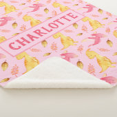 かわいいベビーガール水彩恐竜パーソナライズされた シェルパブランケット (3/4)