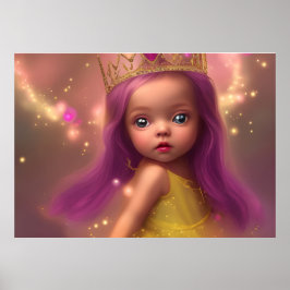 かわいいベビーガール蝶の羽パープルピンク2 ポスター