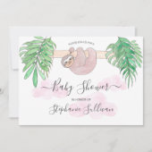 かわいいベビーガールSlothベビーシャワー 招待状 (正面)