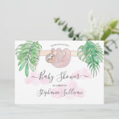 かわいいベビーガールSlothベビーシャワー 招待状 (スタンド正面)