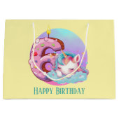 かわいいベビーガールunicorn第6誕生日 ラージペーパーバッグ (正面)