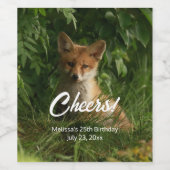 かわいいベビーキツネインザグリーンフォレスト応援誕生日 ワインラベル (シングルラベル)