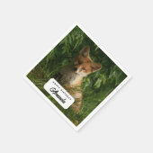 かわいいベビーキツネインザグリーンフォレスト誕生日 スタンダードカクテルナプキン (角)