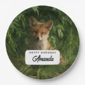 かわいいベビーキツネインザグリーンフォレスト誕生日 ペーパープレート (正面)