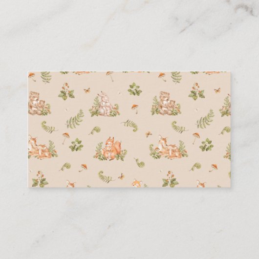 かわいいベビーキツネウッドランドがブックエンクロージャカードを持ち込む エンクロージャーカード (裏面)