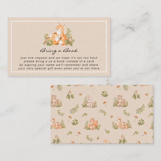 かわいいベビーキツネウッドランドがブックエンクロージャカードを持ち込む エンクロージャーカード (正面/裏面)