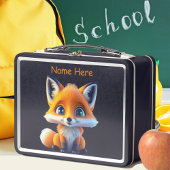 かわいいベビーキツネキッズ野生動物動物マンガグラフィック メタルランチボックス
