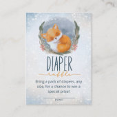 かわいいベビーキツネスノーウィーウィンおむつラッフルチケット エンクロージャーカード (正面)