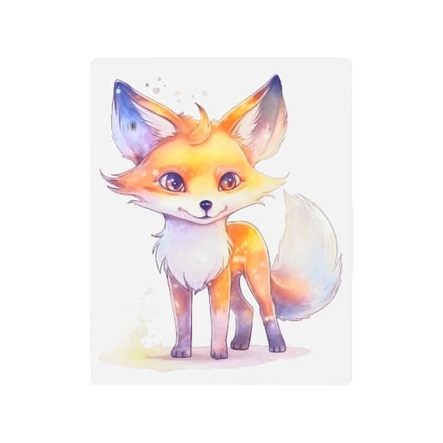 かわいいベビーキツネメタルウォールアート メタルプリント (正面)