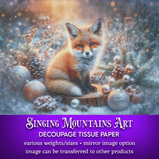 かわいいベビーキツネ素朴冬のクリスマスデクページ 薄葉紙