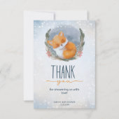 かわいいベビーキツネ雪の冬の赤ちゃんシャワーありがとう カード (正面)