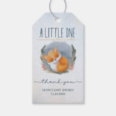 かわいいベビーキツネ雪の冬の赤ちゃんシャワーありがとう ギフトタグ (正面)