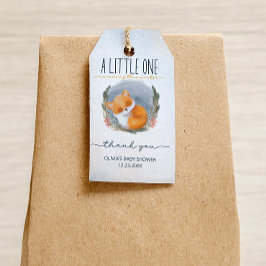 かわいいベビーキツネ雪の冬の赤ちゃんシャワーありがとう ギフトタグ