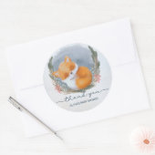 かわいいベビーキツネ雪の冬の赤ちゃんシャワーありがとう ラウンドシール (封筒)