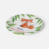 かわいいベビーキツネ |葉 |ウッドランド赤ちゃんシャワー ペーパープレート (アングル)