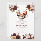 かわいいベビーキツネ |誕生日ティーパーティー 招待状 (正面)