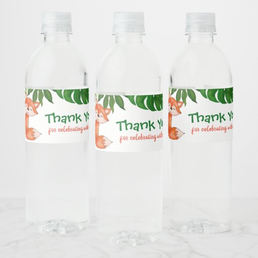 かわいいベビーキツネ |赤ちゃんシャワー |ありがとうございます ペットボトルラベル (ボトル)