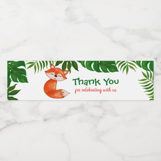 かわいいベビーキツネ |赤ちゃんシャワー |ありがとうございます ペットボトルラベル (シングルラベル)