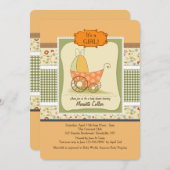 かわいいベビーキャリッジシャワー招待状 招待状 (正面/裏面)