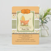 かわいいベビーキャリッジシャワー招待状 招待状 (スタンド正面)