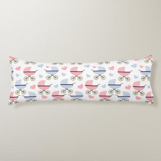 かわいいベビーキャリッジピンクブルー乳児寝具 ボディピロー (正面)