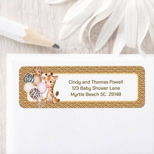 かわいいベビーキラフェサファリアニマルアドレス ラベル (インサイチュ)