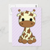 かわいいベビーキリンかわいい漫画の女の子のはがき ポストカード (正面/裏面)