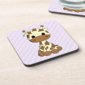 かわいいベビーキリンかわいい漫画の紫色の子供 コースター (左側)