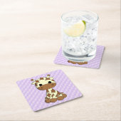 かわいいベビーキリンかわいい漫画ガールコースター スクエアペーパーコースター (インサイチュ)