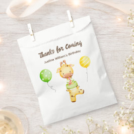 かわいいベビーキリンとケーキ、ありがとうパーティー フェイバーバッグ