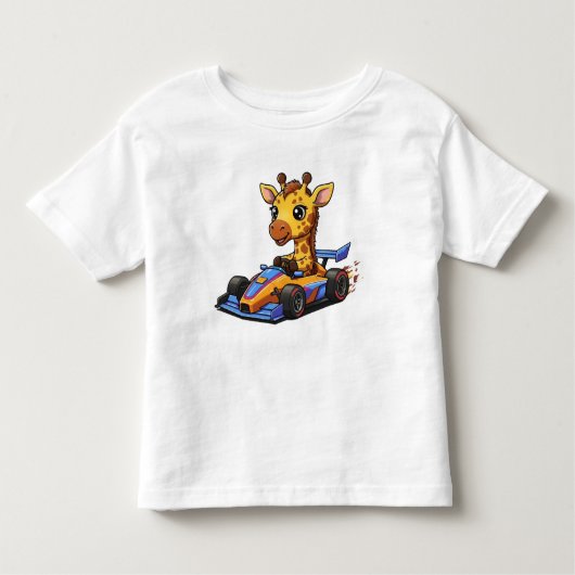 かわいいベビーキリンのレースカー トドラーTシャツ (正面)