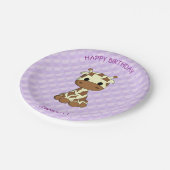 かわいいベビーキリンの漫画の誕生日の子供 ペーパープレート (アングル)