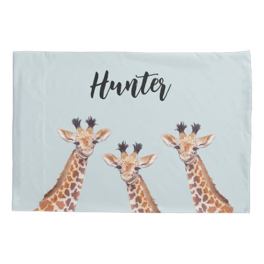 かわいいベビーキリンパーソナライズされた 枕カバー (裏面)
