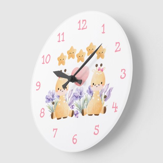 かわいいベビーキリン壁時計 |私たちは完璧なデュオ ラージ壁時計 (傾斜)