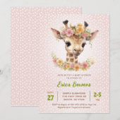 かわいいベビーキリン少女ワイルドサファリシャワースプリンクル 招待状 (正面/裏面)