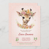 かわいいベビーキリン少女ワイルドサファリシャワースプリンクル 招待状 (正面/裏面)