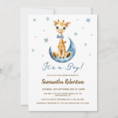 かわいいベビーキリン水の色その男の子の赤ちゃんシャワー 招待状 (正面)