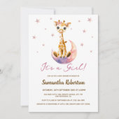 かわいいベビーキリン水の色の女の子ベビーシャワー 招待状 (正面)