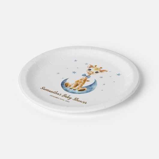 かわいいベビーキリン水の色ベビーシャワーボーイ ペーパープレート (アングル)