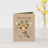 かわいいベビーキリン追加文字任意の目的 カード (黄色い花)