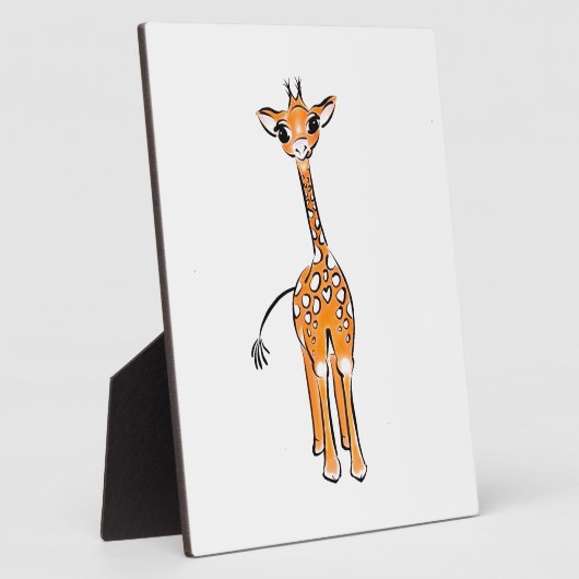 かわいいベビーキリン、サファリ動物 フォトプラーク (側面)
